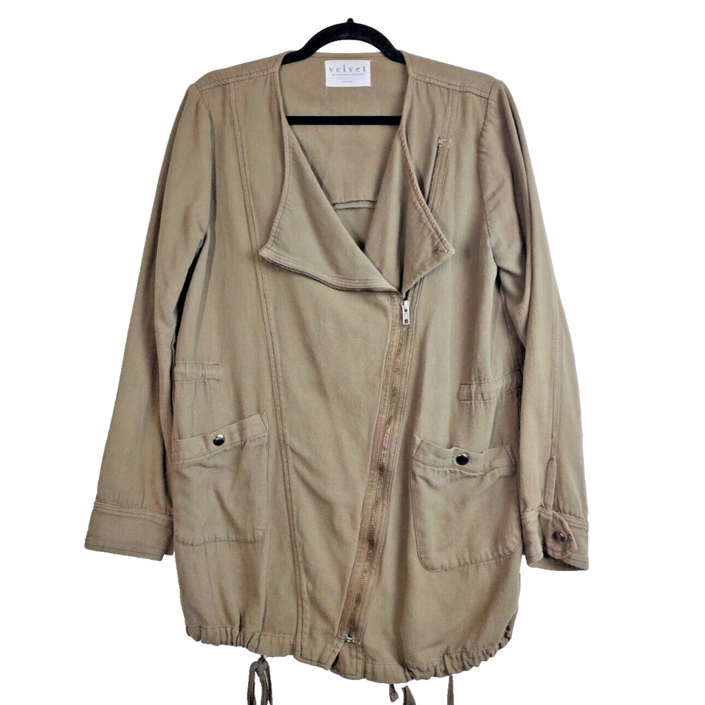 Velvet By Graham & Spencer Womens Small Green Utility Cargo Jacket‎ Military